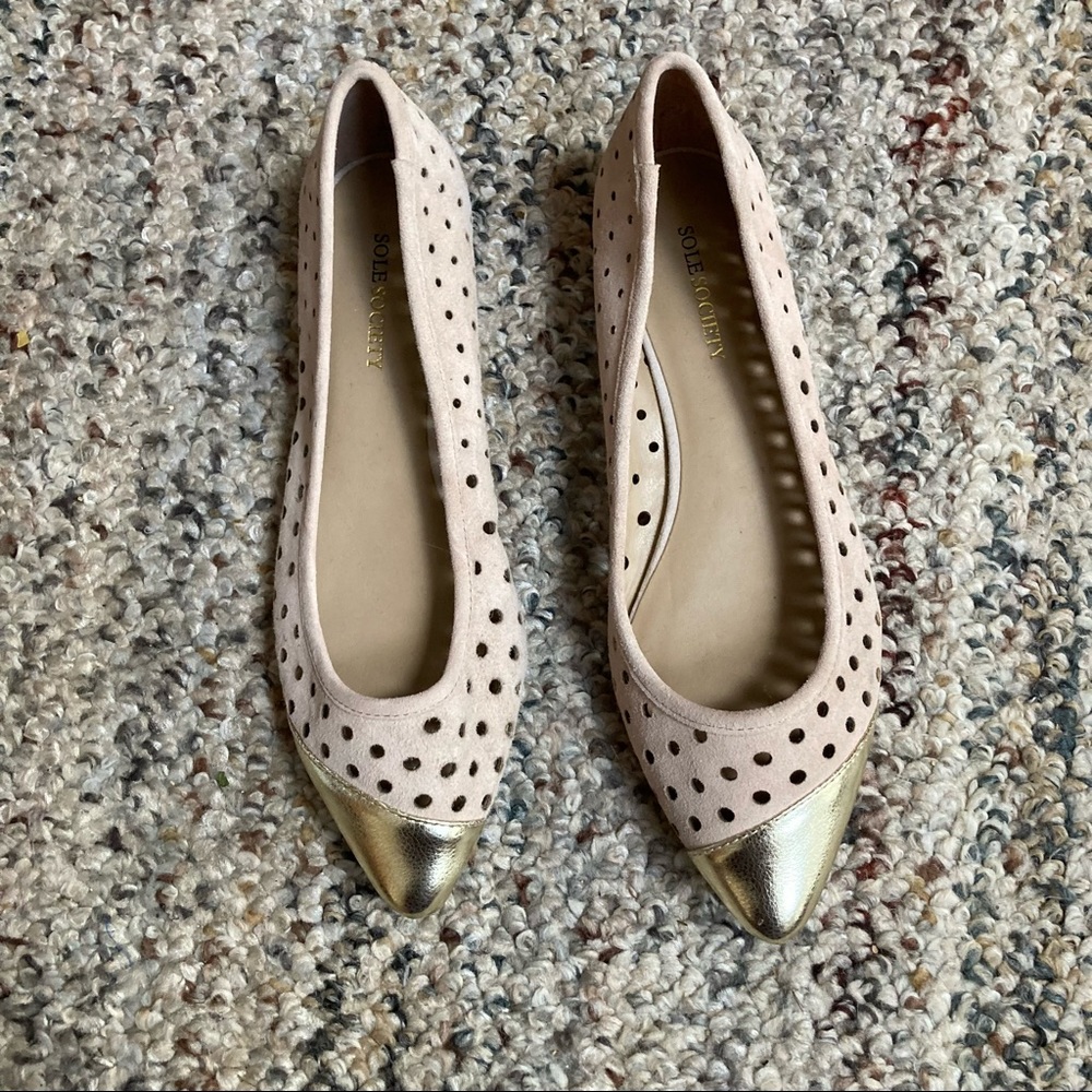 Sole Society Madyson Pink Gold Perforated Flats 7.5